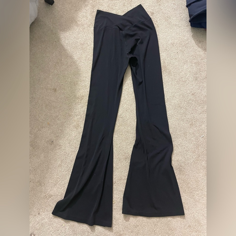 Aerie Black High-Rise double sided crossover Flare Leggings